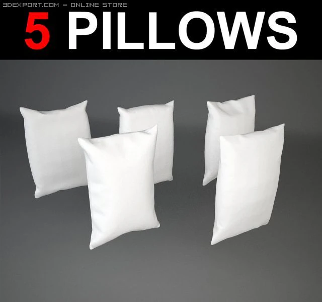 5 подушок прямокутної форми 3D Модель .c4d .max .obj .3ds .fbx .stl .blend 