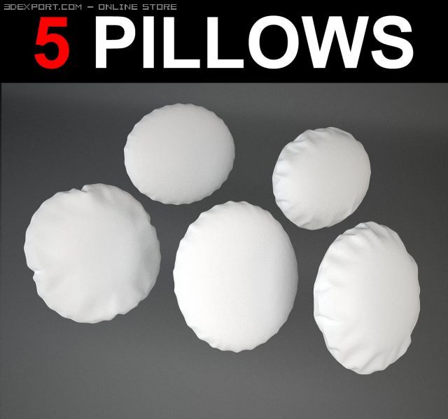 5 round pillows Modèle 3D .c4d .max .obj .3ds .fbx .stl .blend