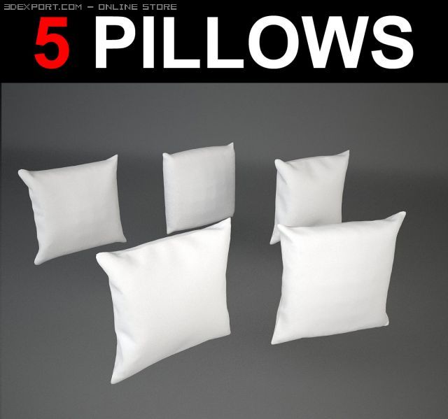 5 square pillows Model 3D .c4d .max .obj .3ds .fbx .stl .blend 
