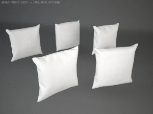 5 square pillows 3D Model