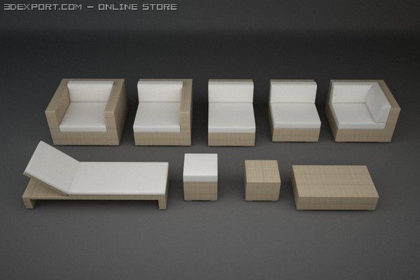 lounge furniture 3D 模型 .c4d .max .obj .3ds .fbx .stl .blend 