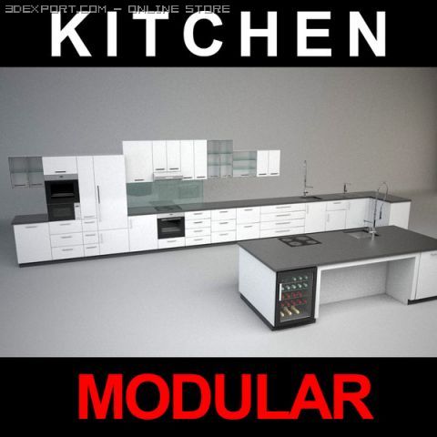 modular kitchen Model 3D .c4d .max .obj .3ds .fbx .stl .blend 