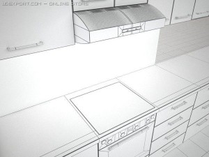 modular kitchen Model 3D