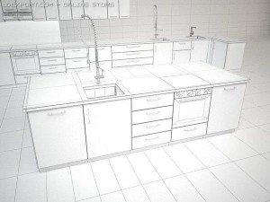modular kitchen Model 3D