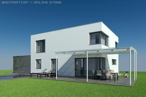 villa 3D Model .c4d .max .obj .3ds .fbx .stl .blend