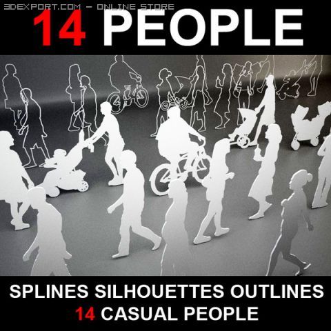14 people shapes 3D Модель .c4d .max .obj .3ds .fbx .stl .blend 