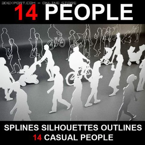 14 people shapes 3D Model .c4d .max .obj .3ds .fbx .stl .blend