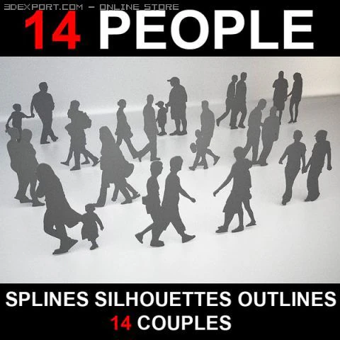 14 people shapes 3D Model .c4d .max .obj .3ds .fbx .stl .blend 