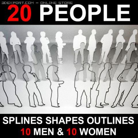 20 people shapes 3Dモデル .c4d .max .obj .3ds .fbx .stl .blend 