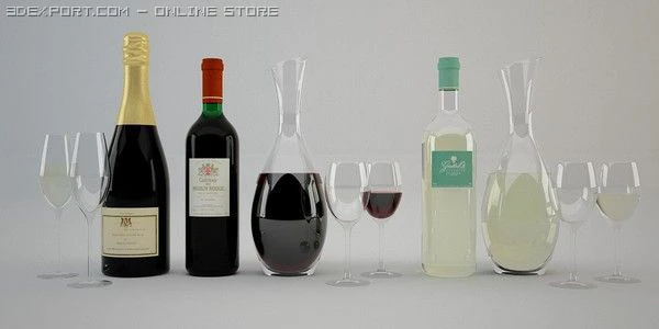 wine 3D Model .c4d .max .obj .3ds .fbx .stl .blend 