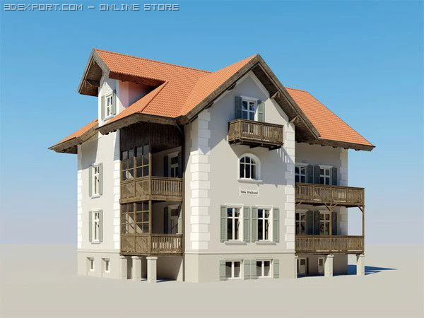 villa old 3D Model .c4d .max .obj .3ds .fbx .stl .blend 