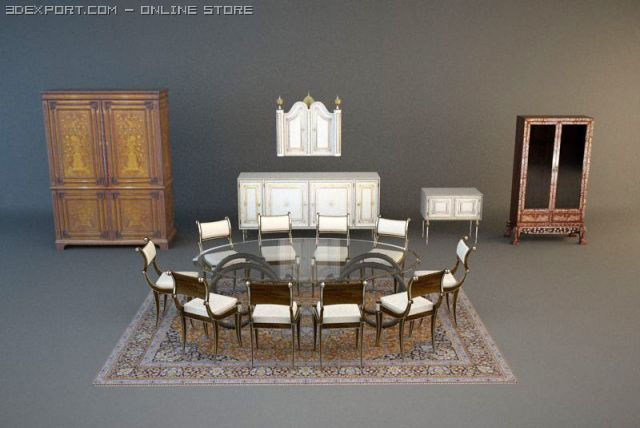 antique furniture Model 3D .c4d .max .obj .3ds .fbx .stl .blend 