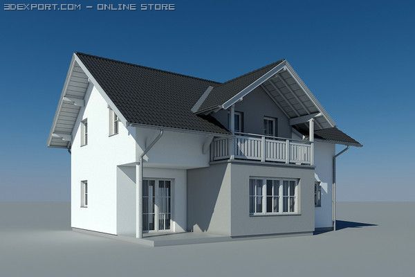 villa 3D Модель .c4d .max .obj .3ds .fbx .stl .blend 