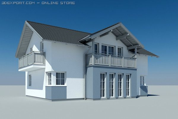 villa 3D Модель .c4d .max .obj .3ds .fbx .stl .blend 