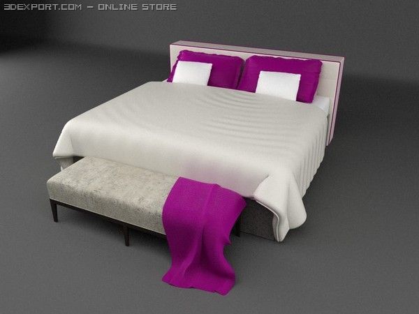 bed 3D Model .c4d .max .obj .3ds .fbx .stl .blend 