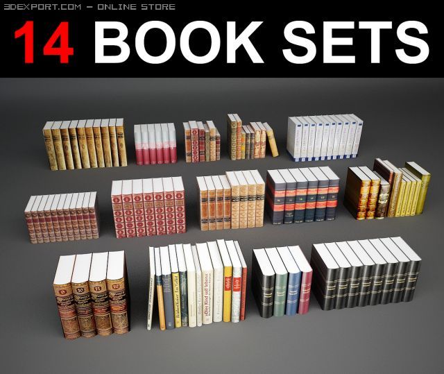 book set 3D मॉडल .c4d .max .obj .3ds .fbx .stl .blend 