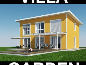 villa con giardino Modello 3D