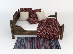 old wooden bed 3D Model