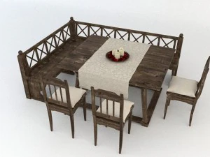 vecchio tavolo in legno Modello 3D