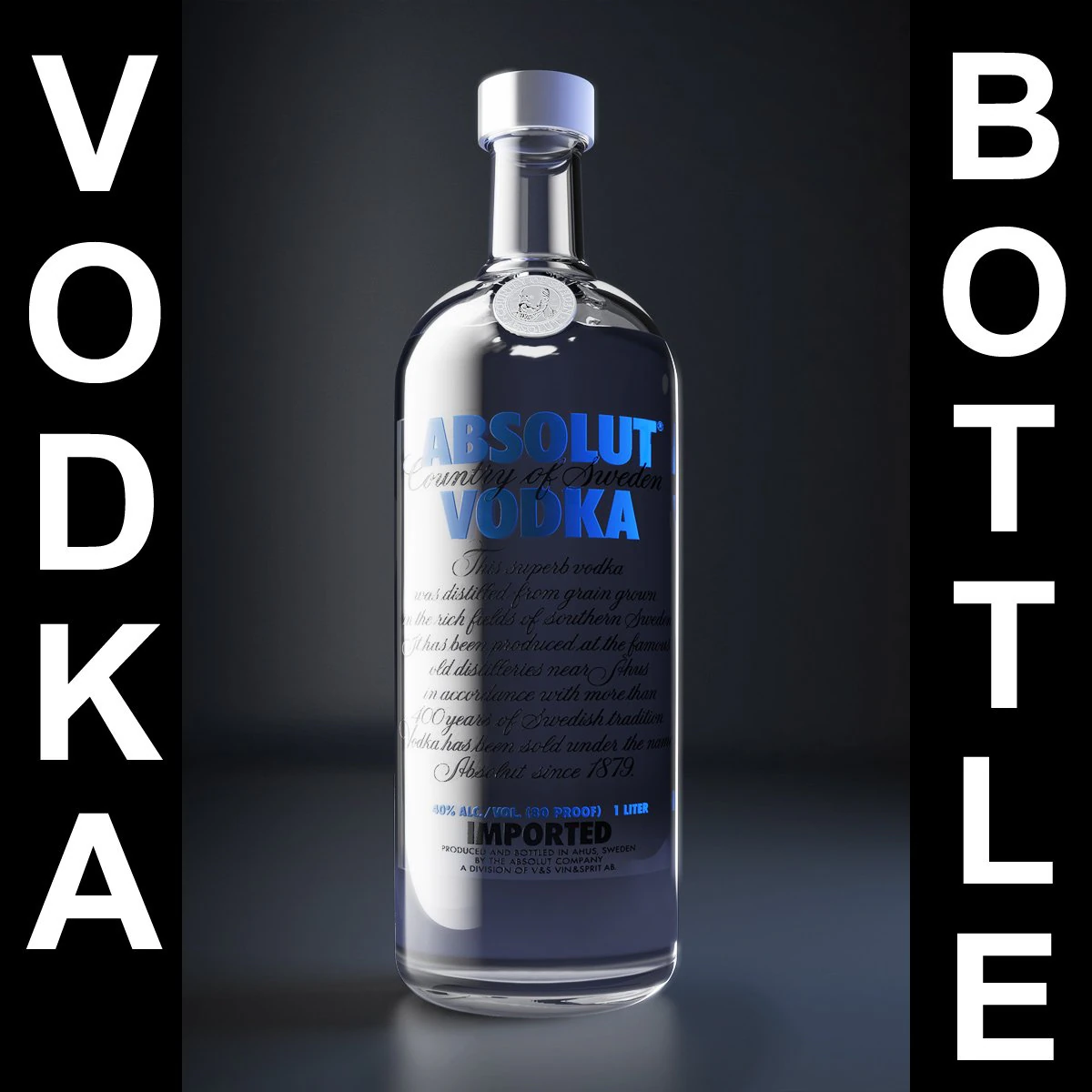 vodka bottle 3D Model .c4d .max .obj .3ds .fbx .stl .blend 