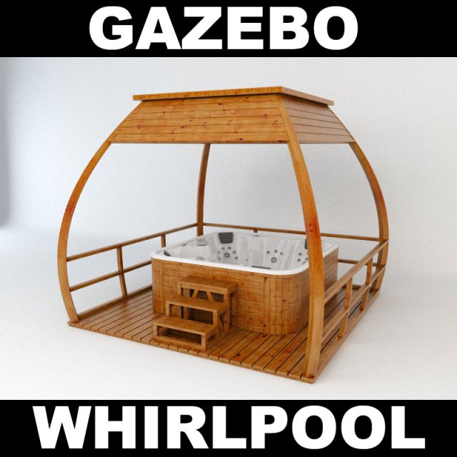 jacuzzi with gazebo 3D-Modell .c4d .max .obj .3ds .fbx .stl .blend 