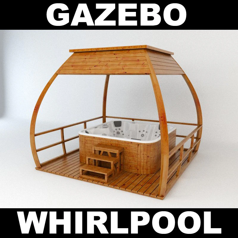 jacuzzi with gazebo 3D Model .c4d .max .obj .3ds .fbx .stl .blend 