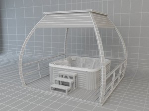 jacuzzi with gazebo 3D-Modell