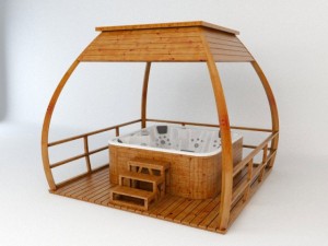 jacuzzi with gazebo 3D-Modell