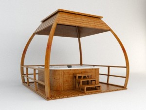 jacuzzi with gazebo 3D-Modell