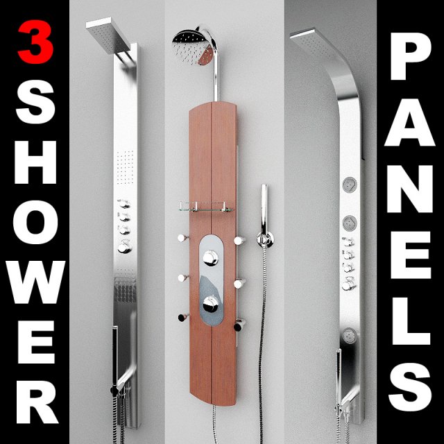 3 shower panels 3Dモデル .c4d .max .obj .3ds .fbx .stl .blend 