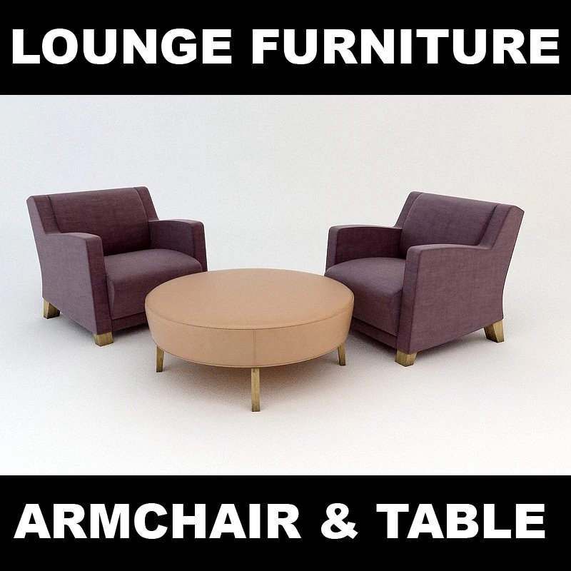 armchair and table 3D Model .c4d .max .obj .3ds .fbx .stl .blend 