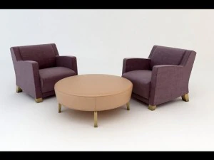 fotel i stół Model 3D
