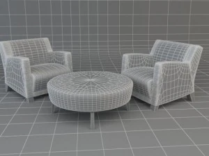 armchair and table 3D Model