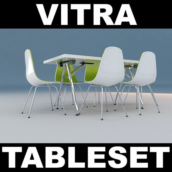 vitra chair and table 3D Model .c4d .max .obj .3ds .fbx .stl .blend 