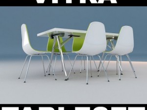vitra chair and table 3D Model