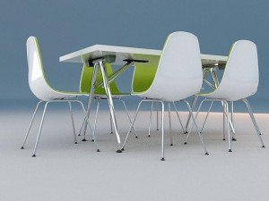 vitra chair and table 3D Model