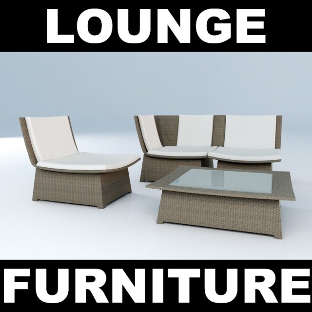 woven furniture set 3D Model .c4d .max .obj .3ds .fbx .stl .blend 