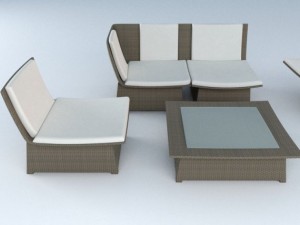 woven furniture set 3D Model