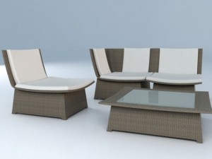 woven furniture set 3D Model