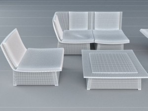 woven furniture set 3D Model