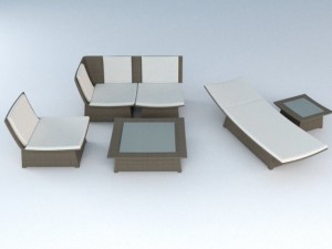 woven furniture set 3D Model