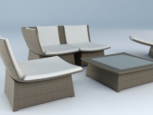 woven furniture set 3D Model