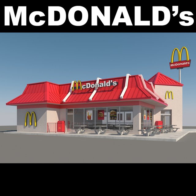 mcdonalds restaurant 3D Model .c4d .max .obj .3ds .fbx .stl .blend