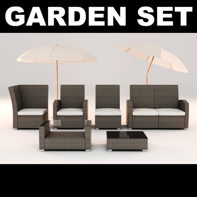 garden furniture set 3D Модель .c4d .max .obj .3ds .fbx .stl .blend 