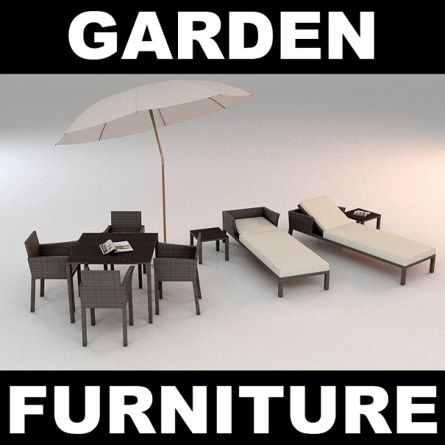 garden furniture set 3D 模型 .c4d .max .obj .3ds .fbx .stl .blend 