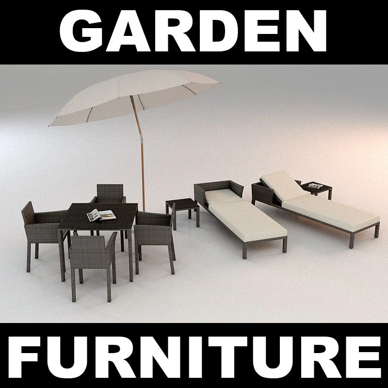garden furniture set 3D Model .c4d .max .obj .3ds .fbx .stl .blend 