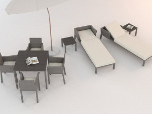 garden furniture set 3D 模型