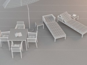 garden furniture set 3D 模型