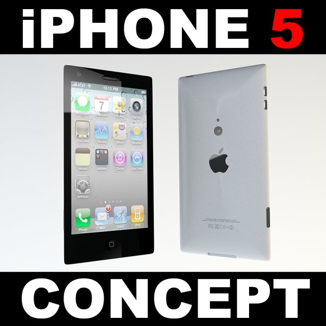 iphone5 concept 3D 模型 .c4d .max .obj .3ds .fbx .stl .blend 