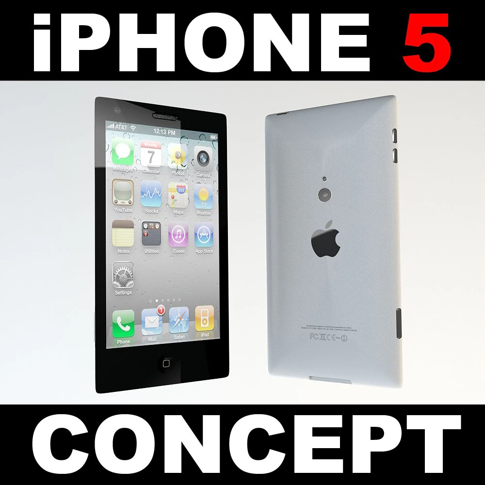 iphone5 concept 3D Model .c4d .max .obj .3ds .fbx .stl .blend 